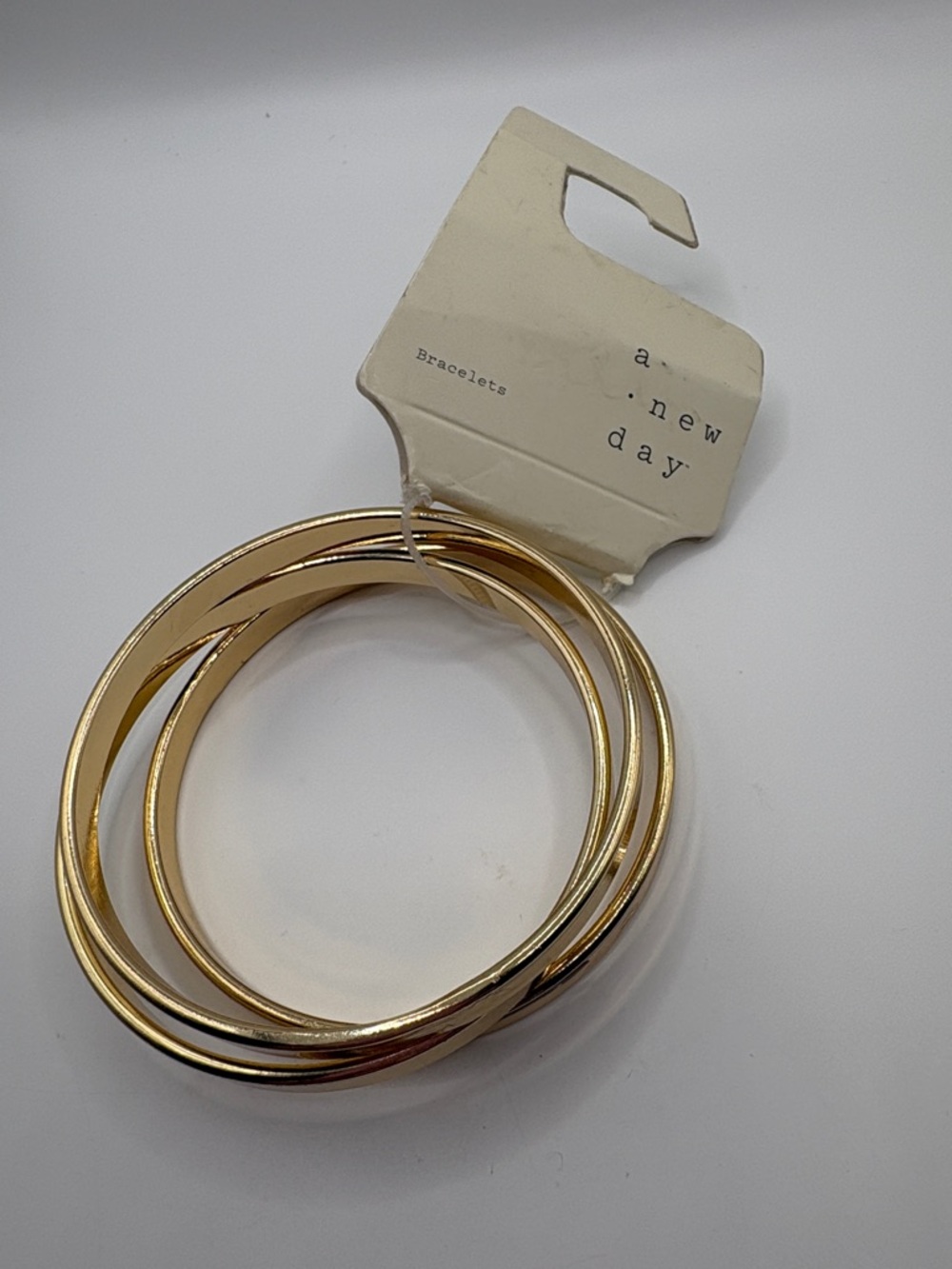 a new day Gold-Tone Interlocking Stackable Bangle Set NWTS - Picture 2 of 5